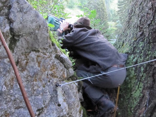 Franz spots Gams with his spotting scope