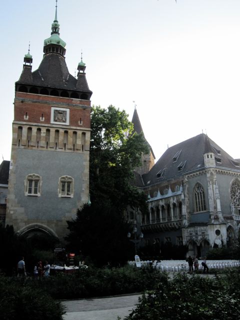 Vajdahunyad-vár, or Vajdahunyad Castle.  It is a replica built at the turn of hte last century (1896) for the millennial exhibition.  It currently hosts concerts and an agricultural museum.