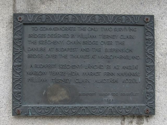 A plaque about the Chain Bridge and its designer