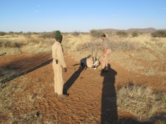 Martin and Corney pose the Oryx for the trophy photographs.