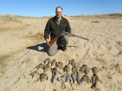 My haul for the day, 19 birds. Sand grouse, Namaqua Sand Grouse, and Pigeons (gray)