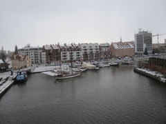 The docklands on the Motława River from the crane