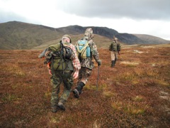 Friday, 15 October: We stalk up the hills again.  Peter leads Dieter, Myself and Bernd on our 3rd day on the hill.