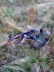 No sooner than Dieter had shot when Peter dropped his pack again, grabbed the rifle and he and I set off up the hill to chase more stags.  I left nearly everything behind, only taking my binoculars.
