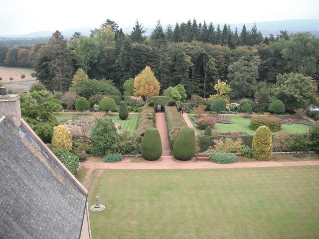 Looking down on the gardens