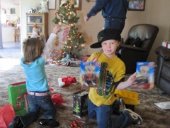 Holden & Jolie unwrap the presents that we gave them.