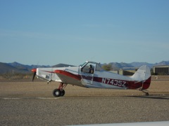 Our tow plane, a Piper Crop Duster from 40 years ago.  About 250 horsepower.