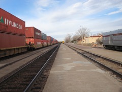 Mostly cargo.  One train carries passengers East in the morning another West in the evening.  The other 50-75 trains a day are BNSF cargo.