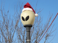 The streetlights are getting into the spirit of (alien) christmas
